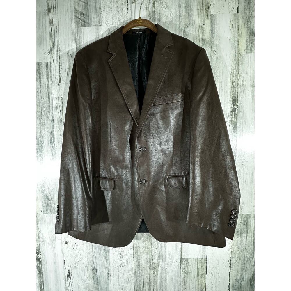Pronto Uomo Faux Leather Blazer Sport Coat Approximately Size 40 (Medium)‎ Brown